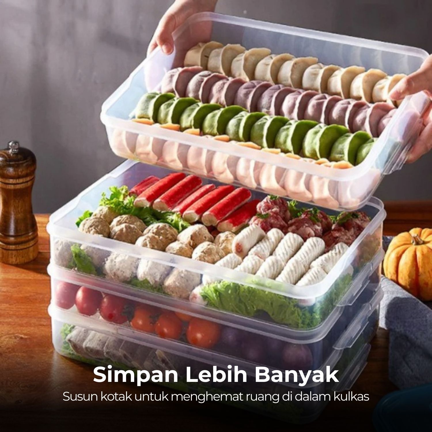 Luckyfox Kotak Kontainer Makanan Kulkas Storage Food Box 31x21.3x4.3cm - RFS48