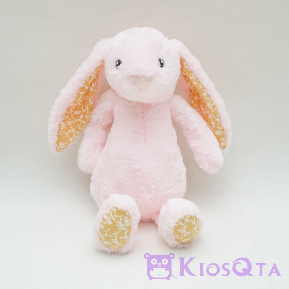 Boneka kelinci peter rabbit telinga panjang pink muda motif bunga