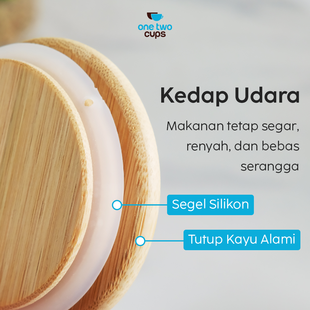 One Two Cups Toples Kaca Penyimpanan Makanan Kedap Udara Storage Jar - GH1270