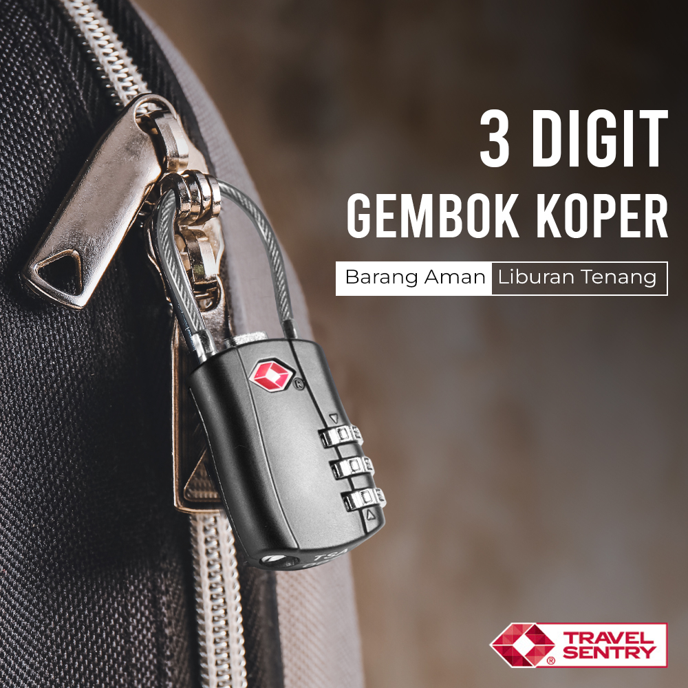 Travel-O Gembok Koper TSA Suitcase Padlock Kode Angka 3 Digit - TSA-620