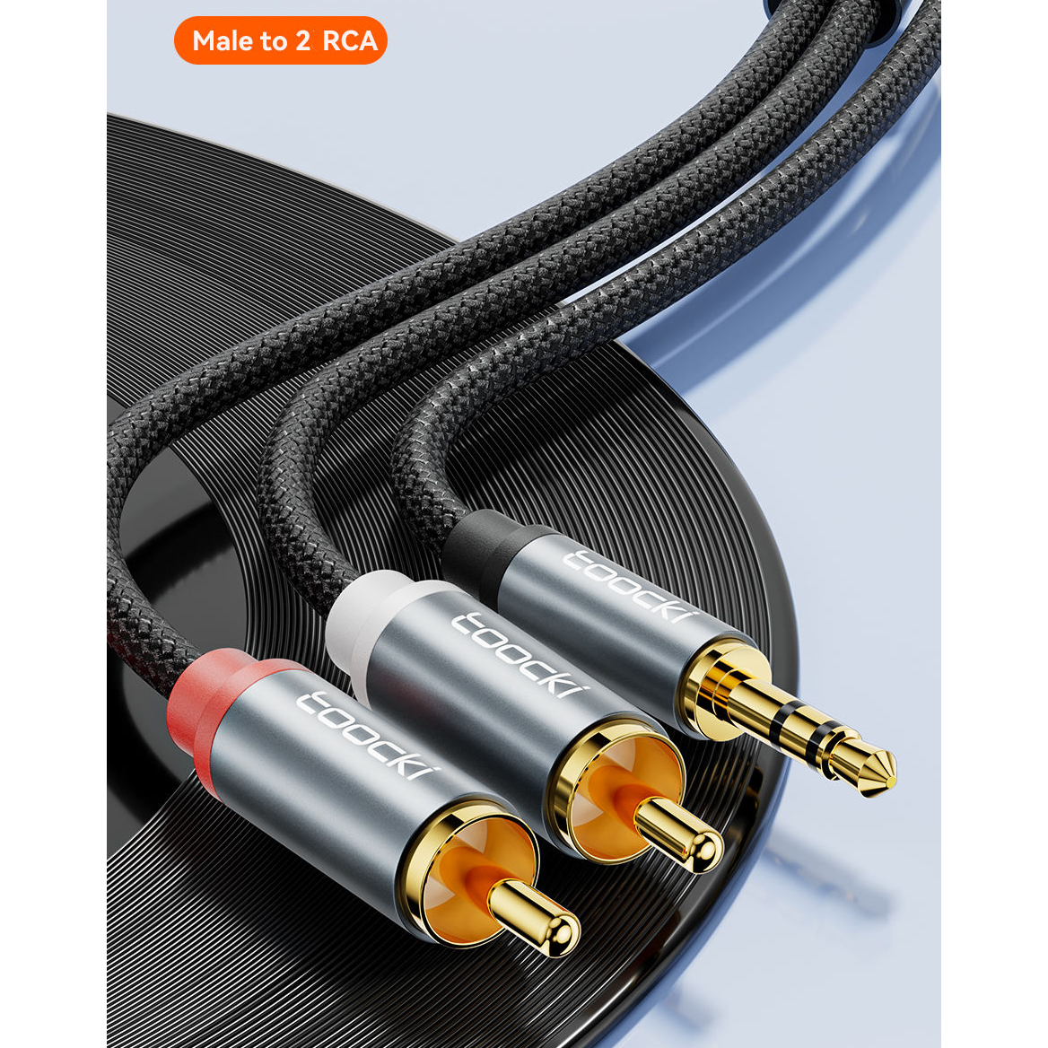 Toocki Kabel Audio Jack 3.5mm to Dual RCA Splitter Stereo Noise Free - TYPX4-MD