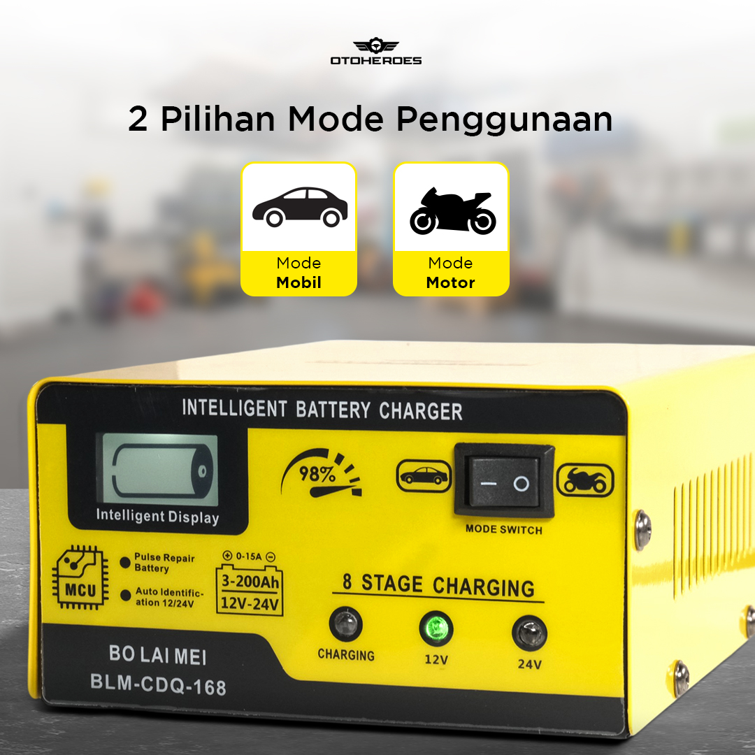 OTOHEROES BO LAI MEI Charger Aki Mobil Battery Charger 12V/24V 15A - BLM-CDQ-168