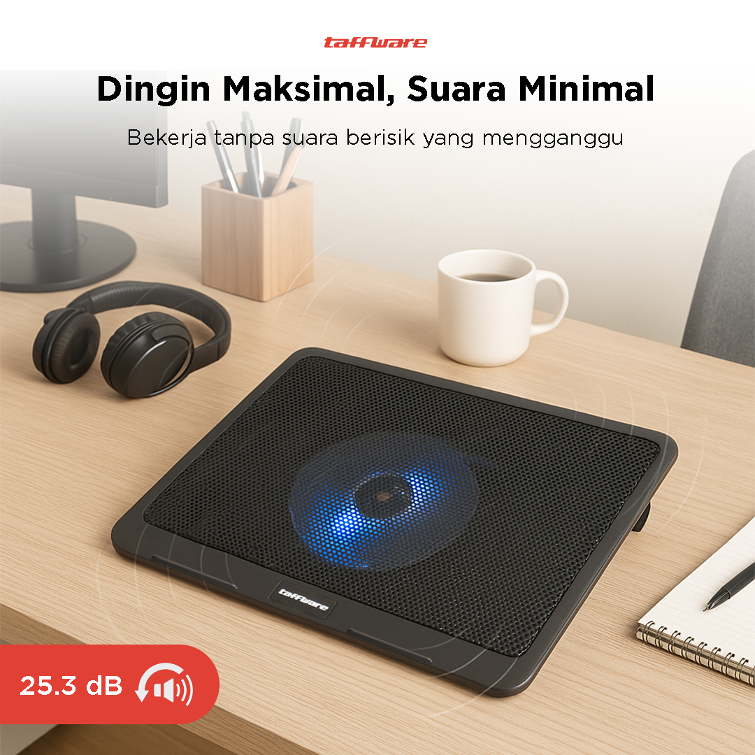 Taffware Cooling Pad Laptop Kipas Pendingin Ultra Thin 1 Fan 14 Inch - V19