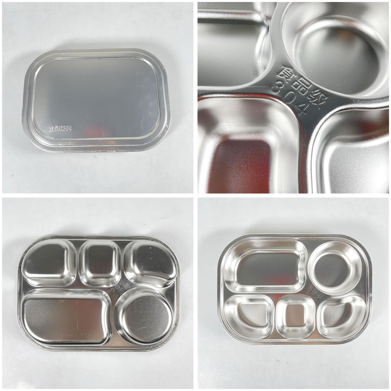Januel Piring Makan Fast Food Tray Container Stainless Steel 5 Grid - Jn72