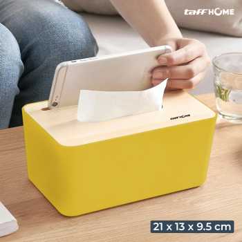TaffHOME Kotak Tisu Kayu Tissue Box dengan Holder Smartphone - ZJ08