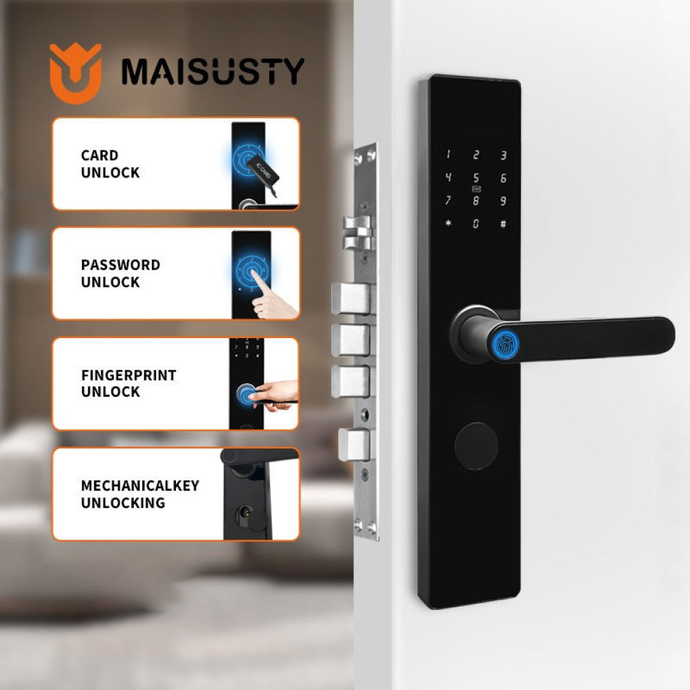 MAISUSTY Smart Door Lock Fingerprint Password Card RFID Alarm - G1F-N9