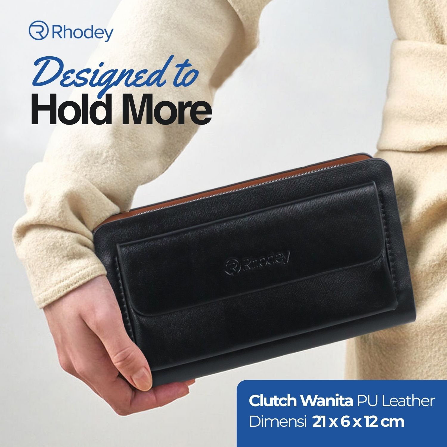 Rhodey Dompet Tas Clutch Wanita Bahan PU Leather Minimalis Elegan - 007