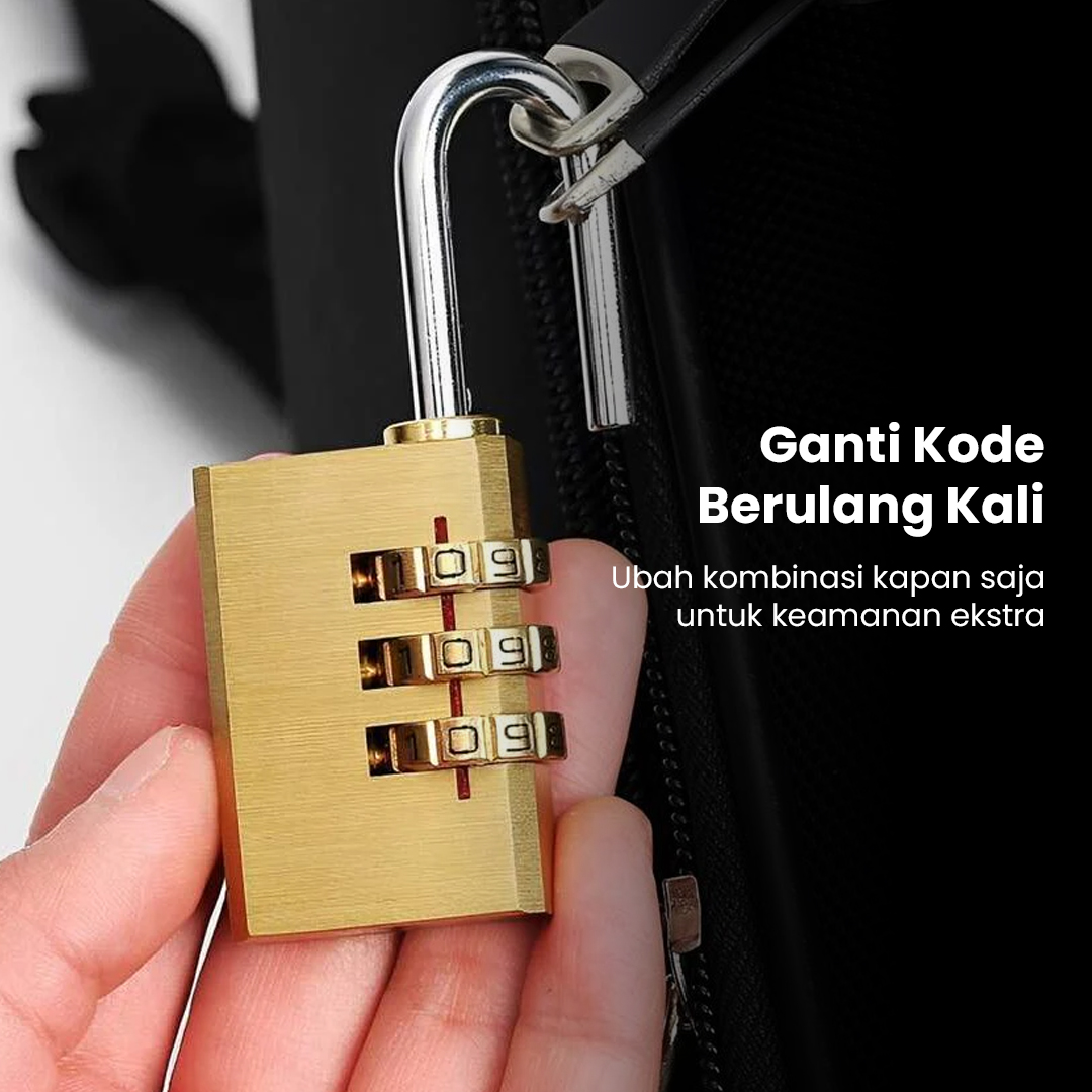 KAK Gembok Koper Padlock 3 Digit Combination Solid Brass - MMS15