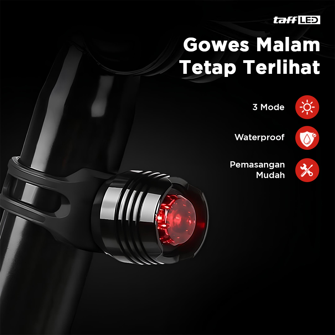 TaffLED Lampu Belakang Sepeda Silicon Strap Waterproof CR2032 Battery - 558