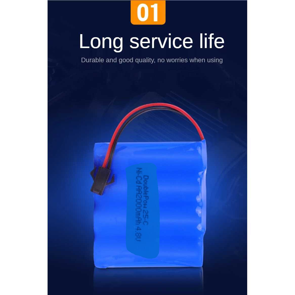 Doublepow Baterai Pack RC Toy Battery AA Ni-CD SM Plug 2000mAh 4 Pack - YZ2000