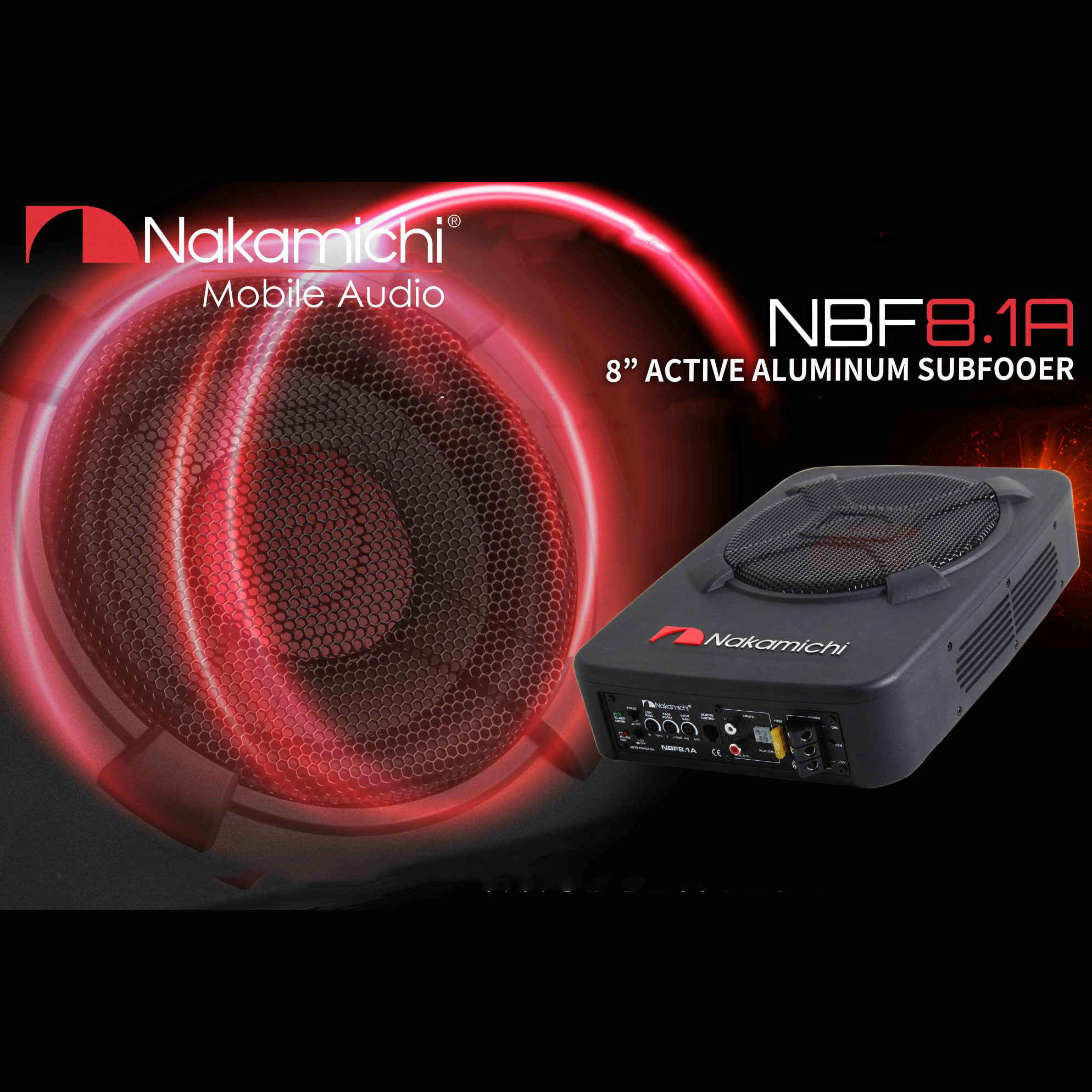 Nakamichi Active Subwoofer Kolong Car Under Seat Tri-Port 8 Inch 1500W - NBF8.1A