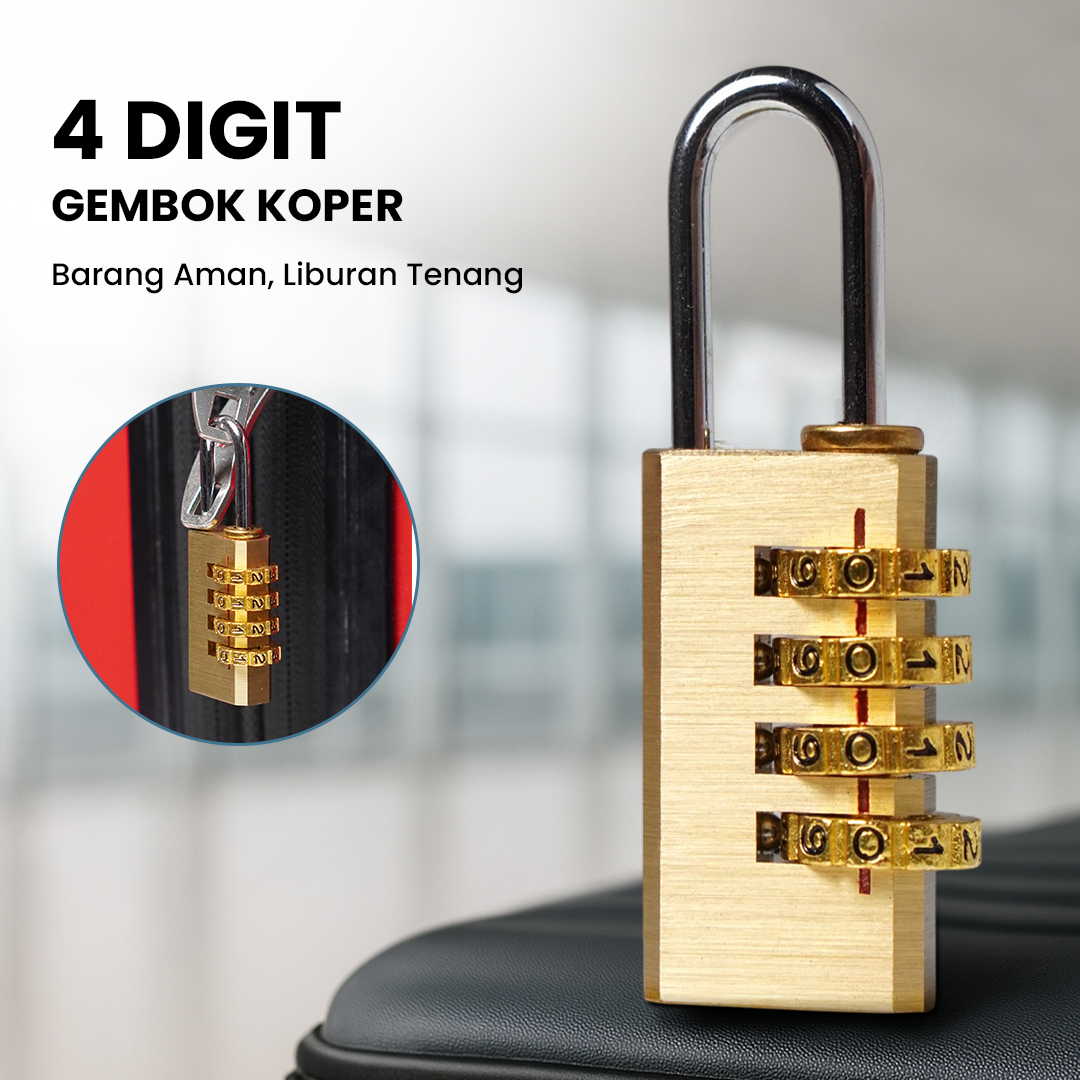 KAK Gembok Koper Padlock 4 Digit Combination Solid Brass - M1502