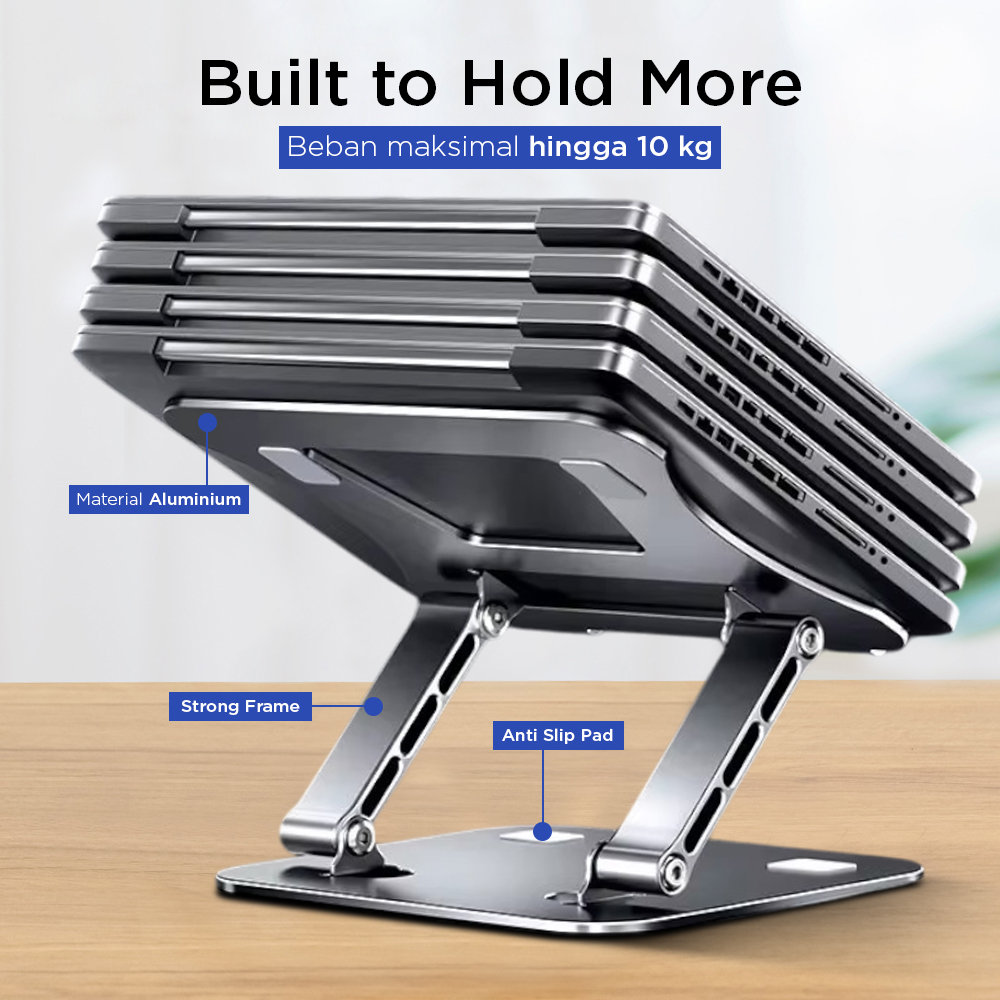 MC Laptop Stand Aluminium Foldable Adjustable Non-Slip 11-17.3 Inch - LS515