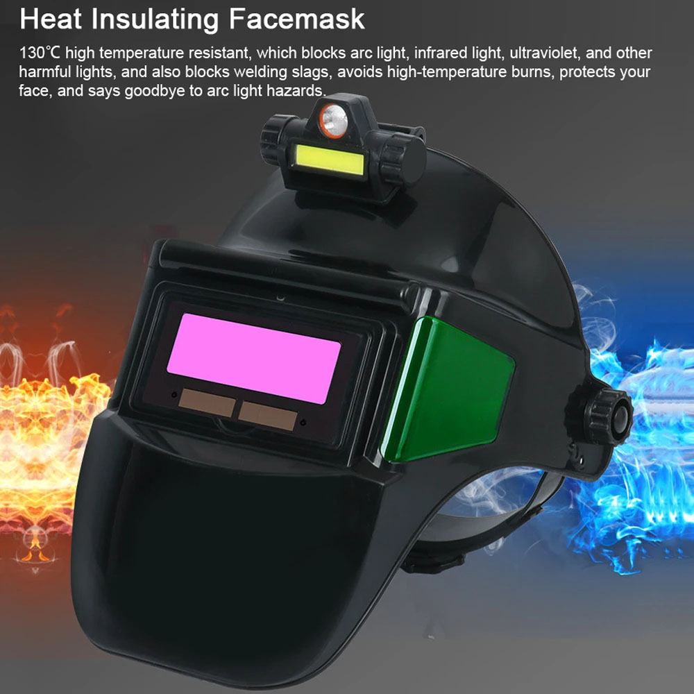 MERISHOP Helm Las Automatic Dimming Protective Welding with Headlamp - 100