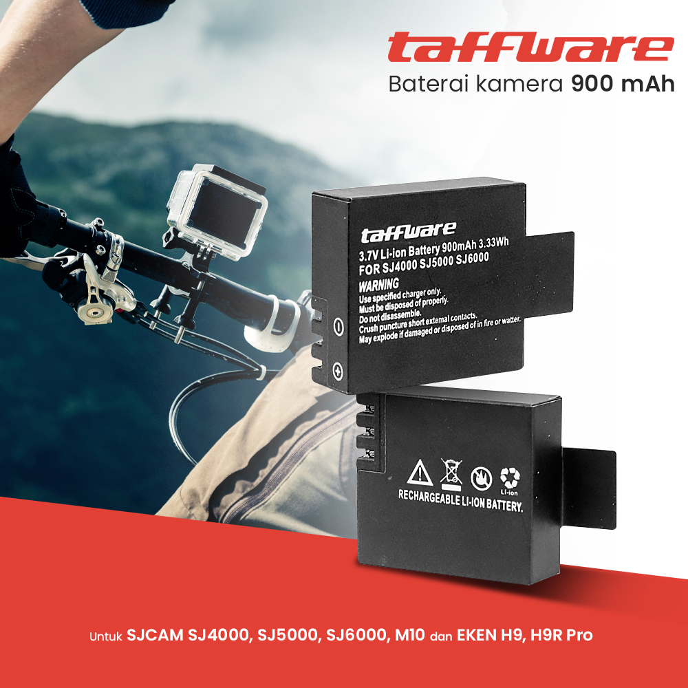 Taffware Baterai SJ4000 SJ5000 SJ6000 M10 EKEN H9 H9R Pro 900mAh