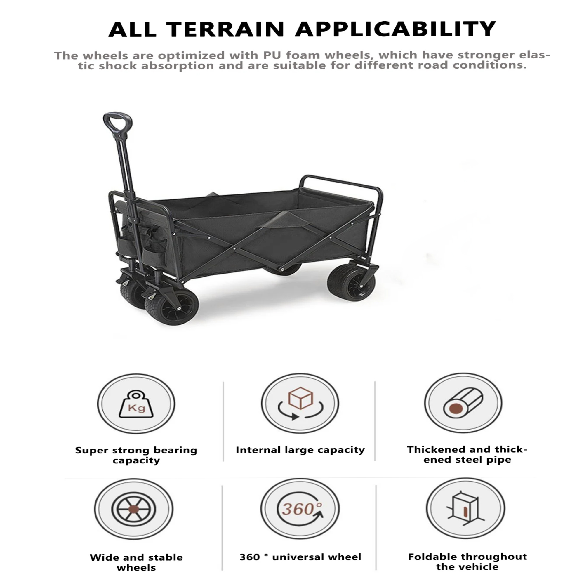 PRODX Troli Barang Lipat Cart Camp Picnic Portable 6 Inch Tank Wheel - PRO-10
