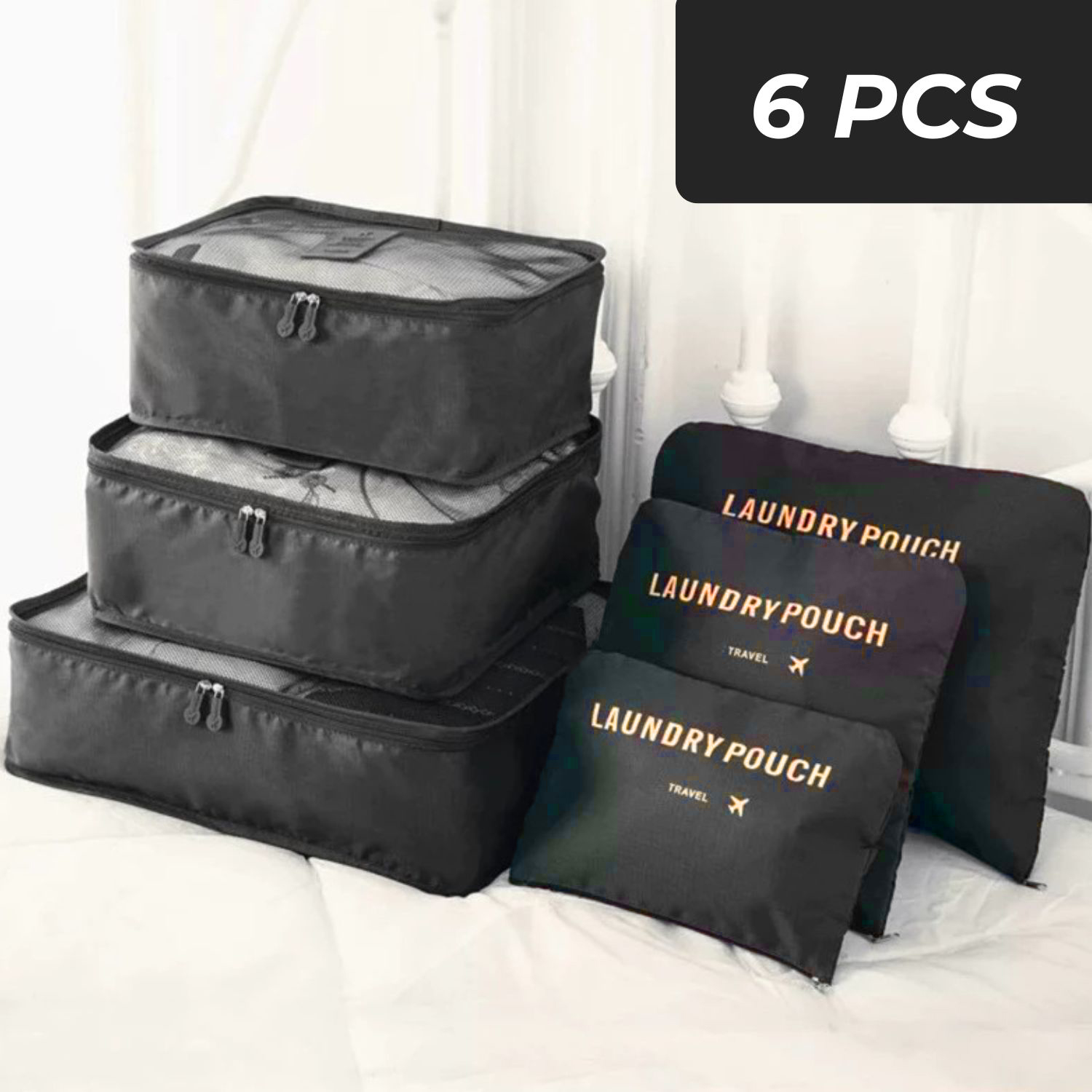 Tas Travel Bag Laundry Organizer Packing Cubes Multi Size 6 PCS