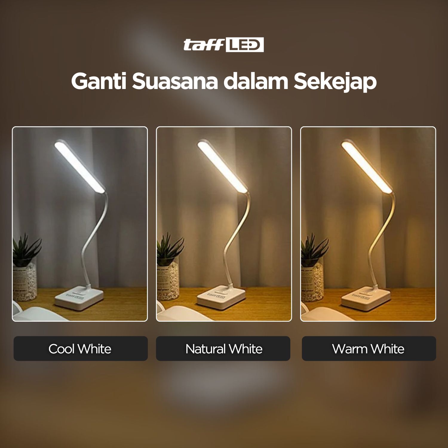 TaffLED Lampu Meja Belajar 3in1 Color Desk Lamp 30 LED Plug-in Version - T1901