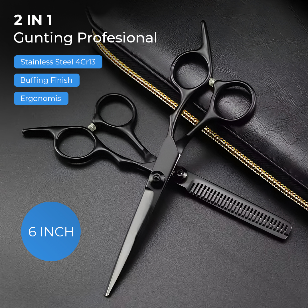 DGHJKA Gunting Rambut 2in1 Sasak Flat Buffing Stainless Steel 4Cr13 - DG-2