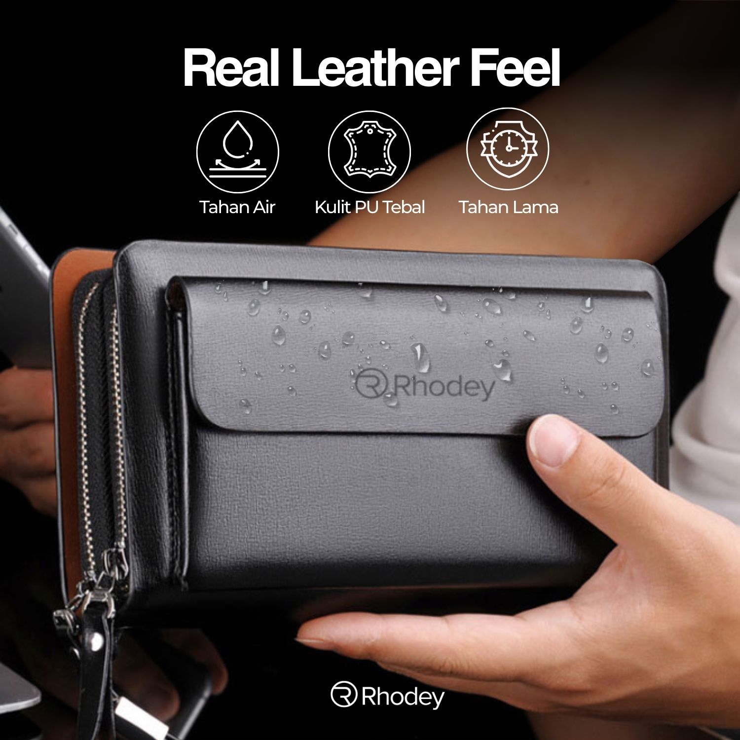 Rhodey Dompet Tas Clutch Wanita Bahan PU Leather Minimalis Elegan - 007