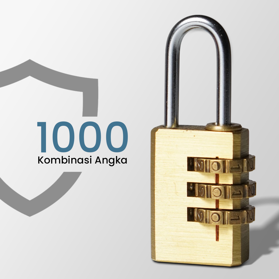 KAK Gembok Koper Padlock 3 Digit Combination Solid Brass - MMS15
