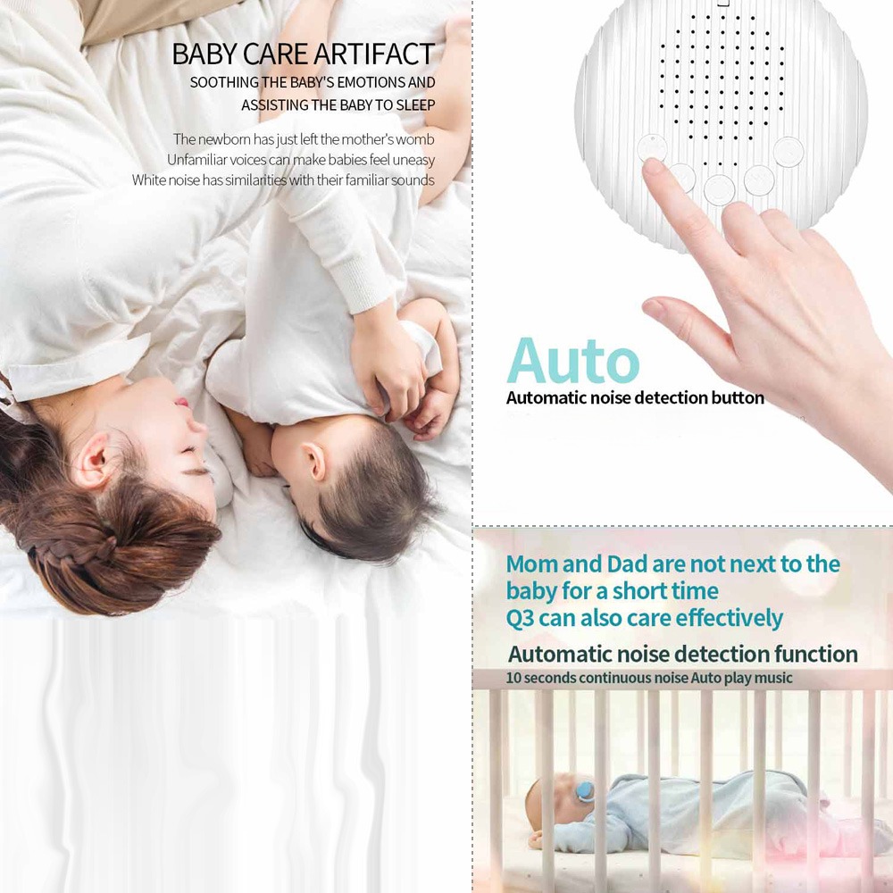 LUIQEI White Noise Speaker Portable Baby Sleep Machine 10 Sound 300mAh - Q3