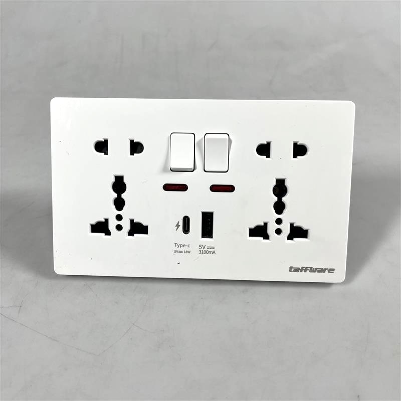 Taffware Stop Kontak Universal UK EU US 2 Port USB with Switch - DZE412