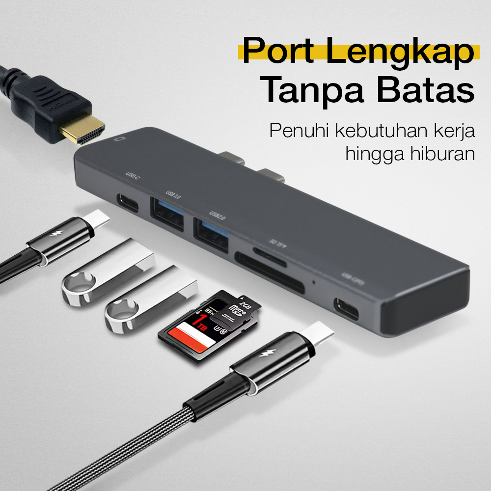 SATACHI USB Hub Type C MacBook 7in2 USB Type C HDMI MicroSD PD - BYL-2101