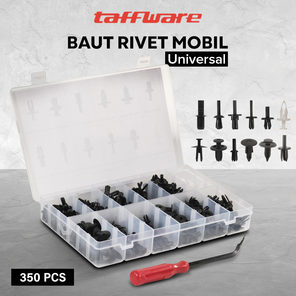 Taffware Baut Rivet Mobil Universal Car Push Pin Fasteners 350 PCS - HE09