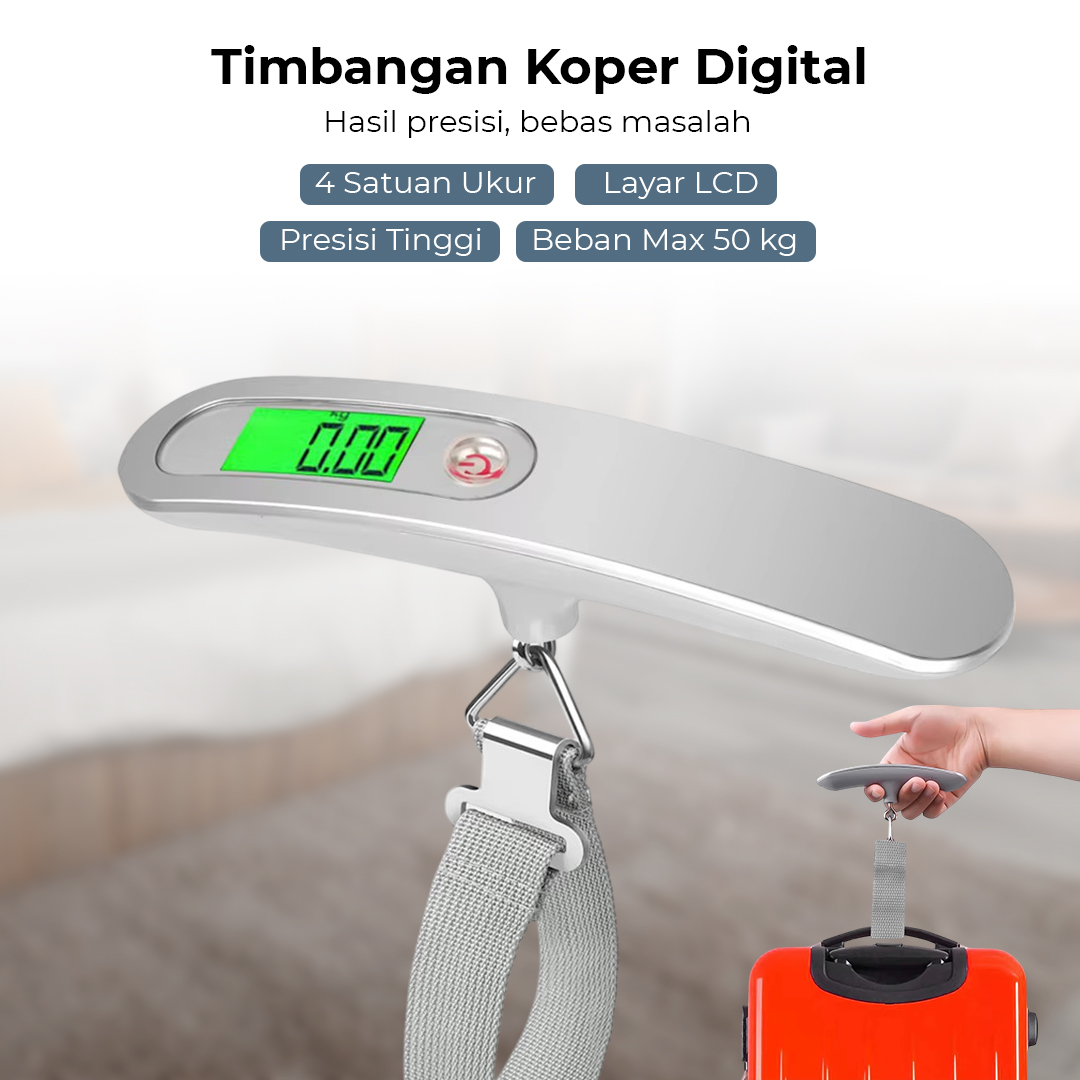 KBT Timbangan Koper Tas Digital Luggage Scale 50kg 0.005-0.10kg - QCS-16