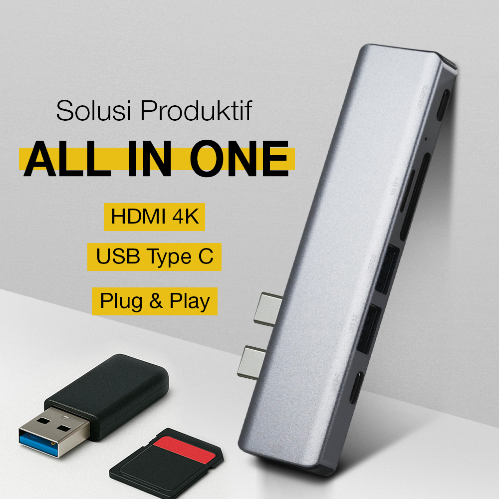 SATACHI USB Hub Type C MacBook 7in2 USB Type C HDMI MicroSD PD - BYL-2101