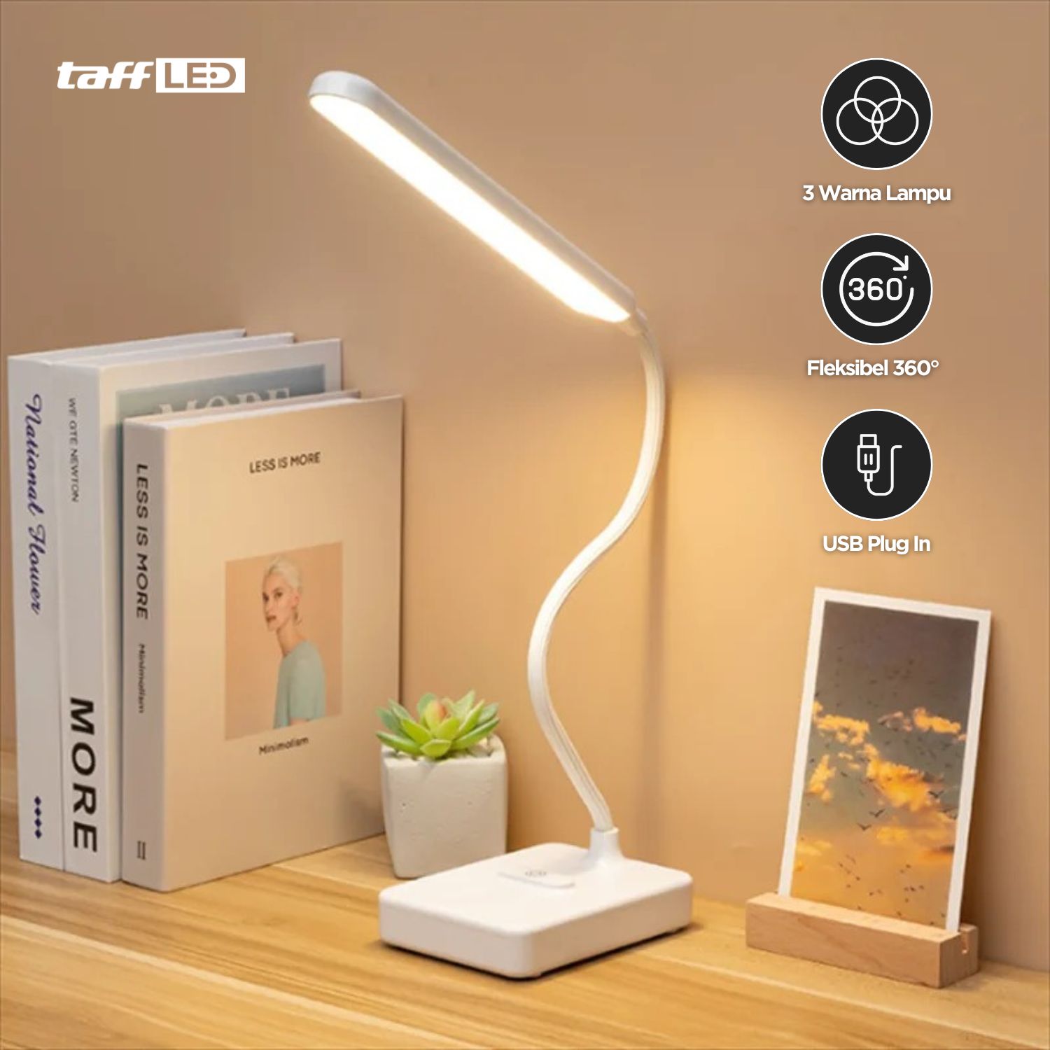 TaffLED Lampu Meja Belajar 3in1 Color Desk Lamp 30 LED Plug-in Version - T1901