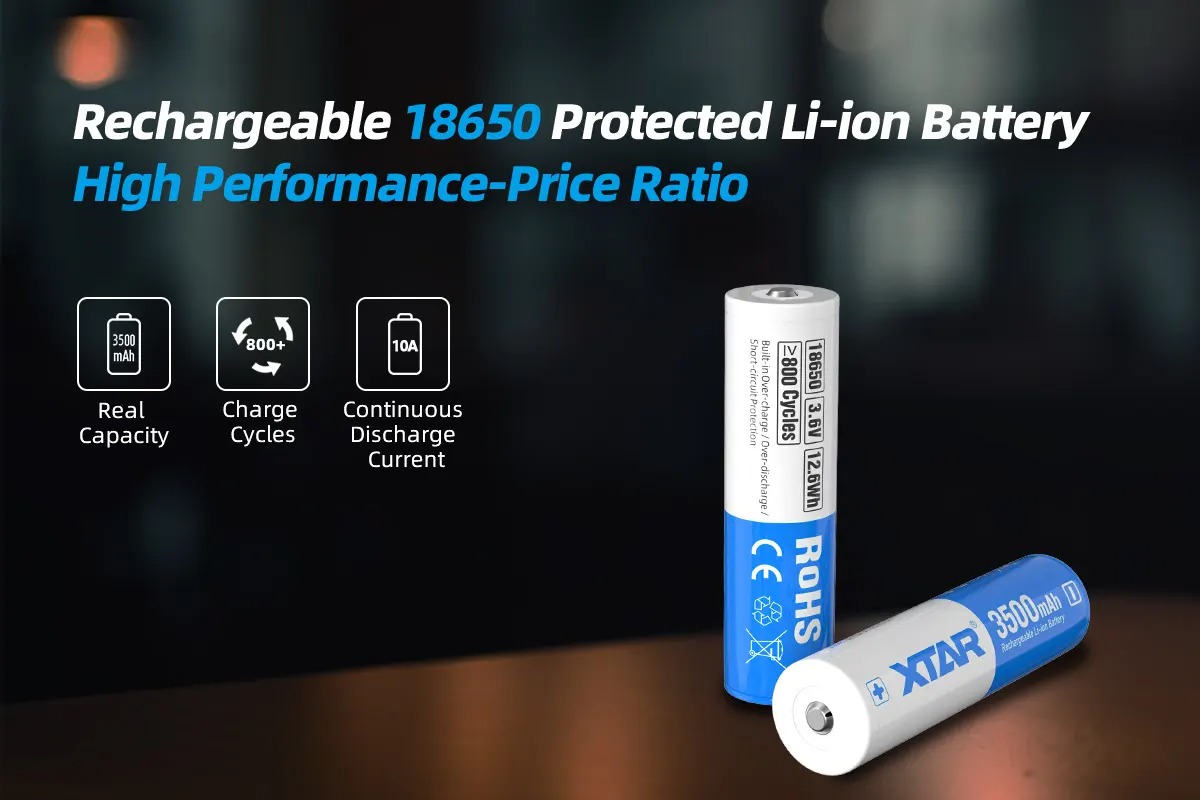 XTAR Baterai Rechargeable 18650 Li-Ion 3500mAh 3.6V 10A 1 PCS - XT35