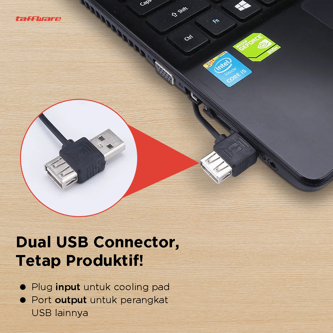Taffware Cooling Pad Laptop Kipas Pendingin Ultra Thin 1 Fan 14 Inch - V19