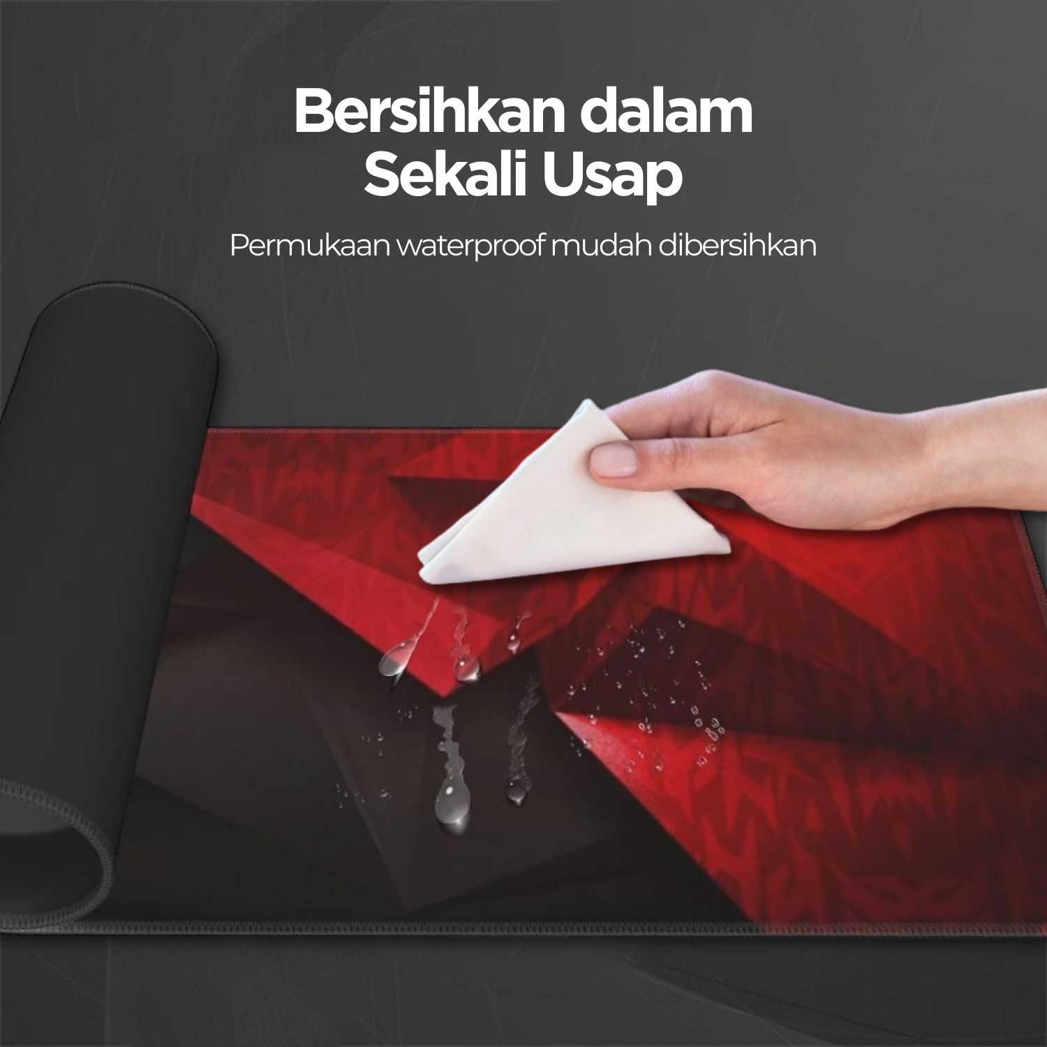Kimsnot Mouse Pad Rubber Stitched Red Black Abstract 800x300x3mm - K-38