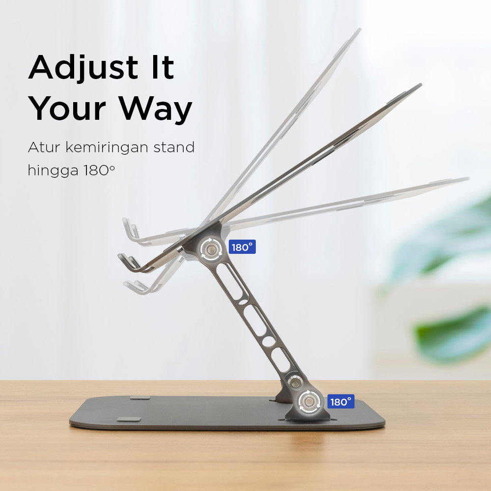 MC Laptop Stand Aluminium Foldable Adjustable Non-Slip 11-17.3 Inch - LS515