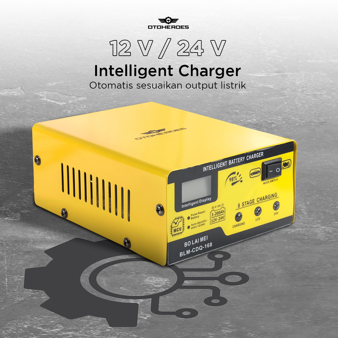 OTOHEROES BO LAI MEI Charger Aki Mobil Battery Charger 12V/24V 15A - BLM-CDQ-168