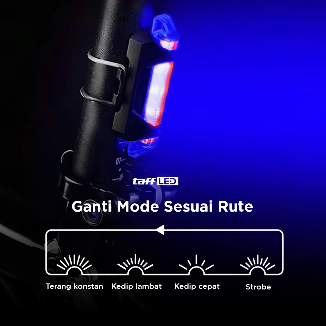 TaffLED Lampu Belakang Sepeda LED USB Rechargeable 250mAh 15 Lumens - DC-918
