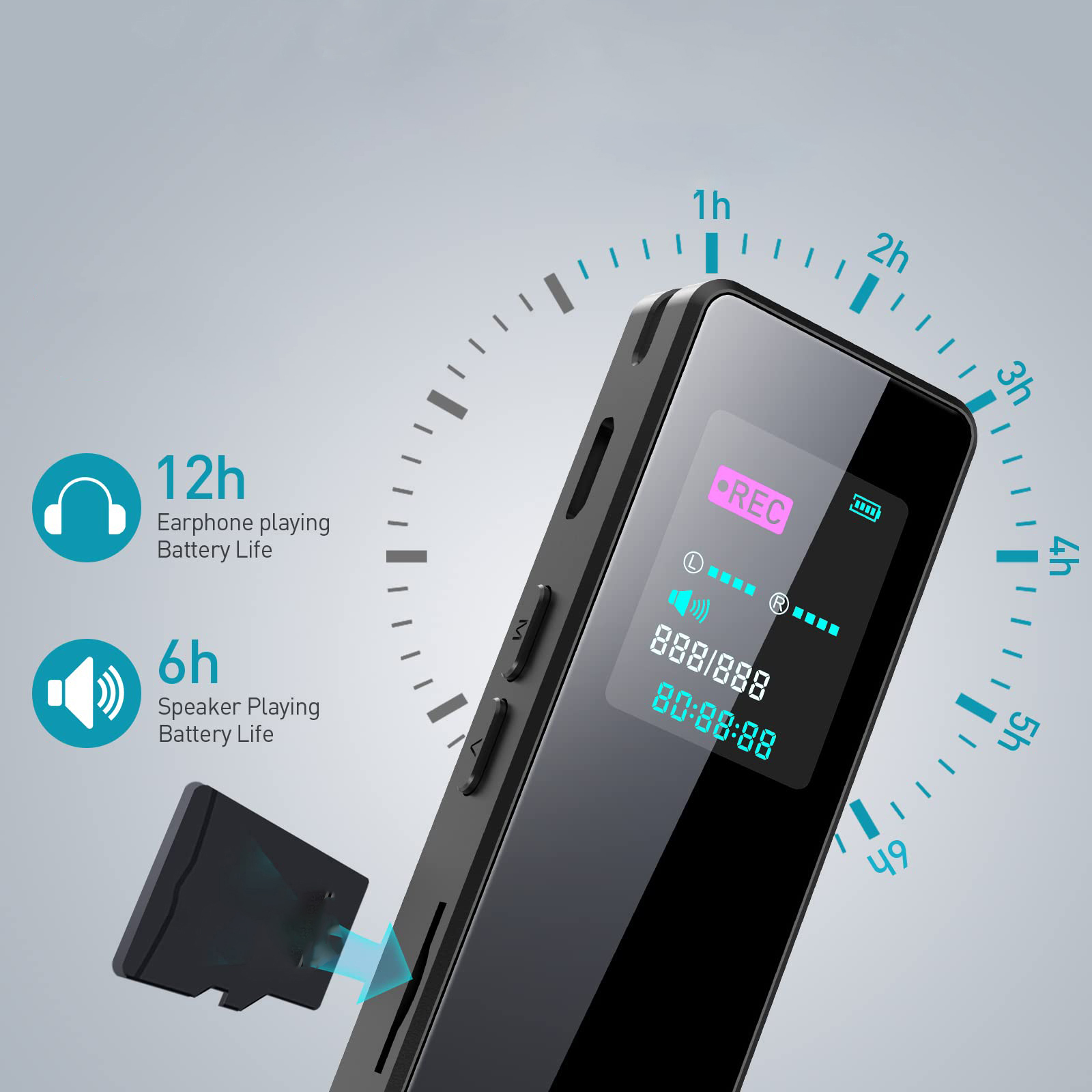 Kizocay Perekam Suara Portabel Voice Recorder Noise Reduction MP3 - ZD67