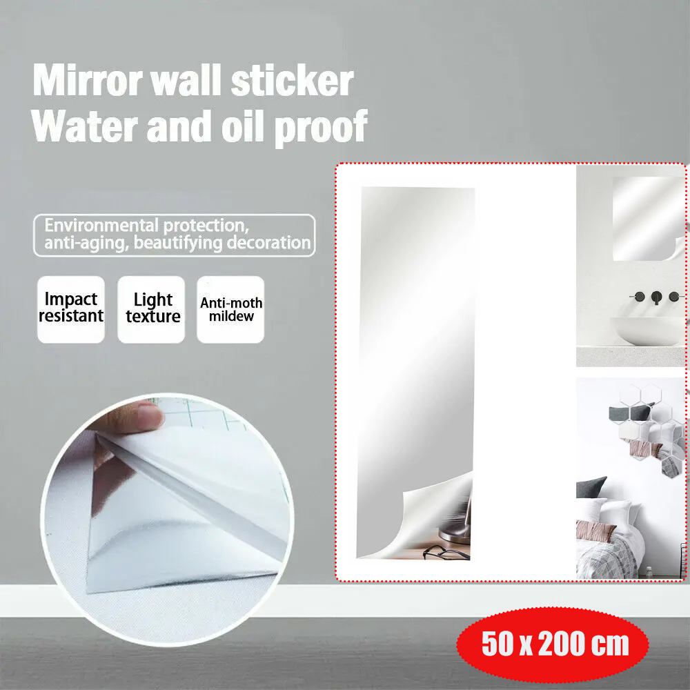 MWS Stiker Dinding Cermin DIY Dekorasi Ruangan PET Film Reflective - MW-A1