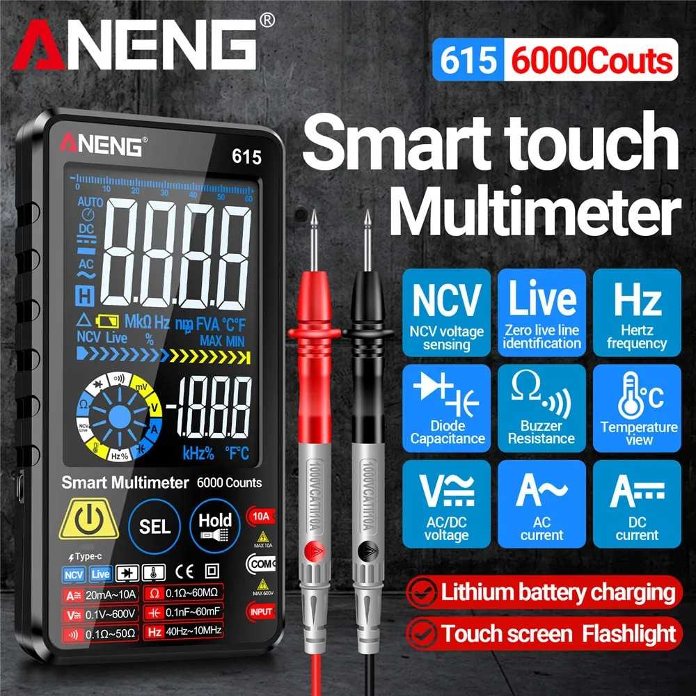 Jual ANENG Digital Multimeter Touchscreen NCV Lighting 6000