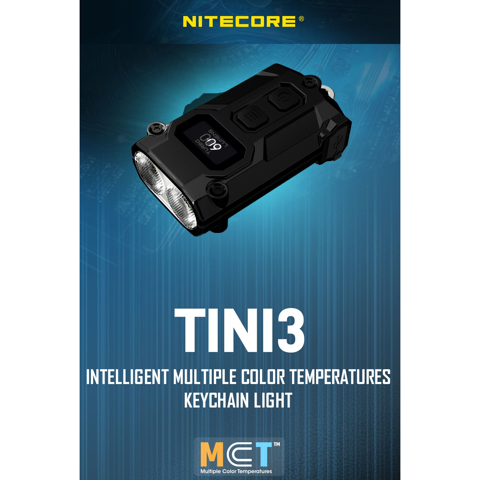 NITECORE Senter LED NiteLab MCT UHE Rechargable 600 Lumens - TINI3