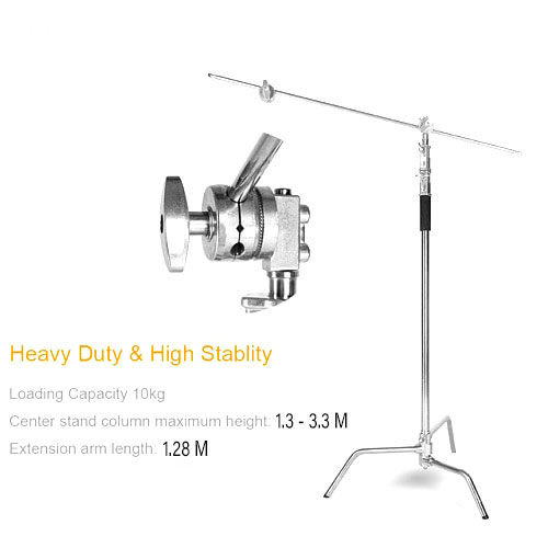 TaffSTUDIO C Light Stand Tripod Studio 130 cm with Extension Arm - CD-50