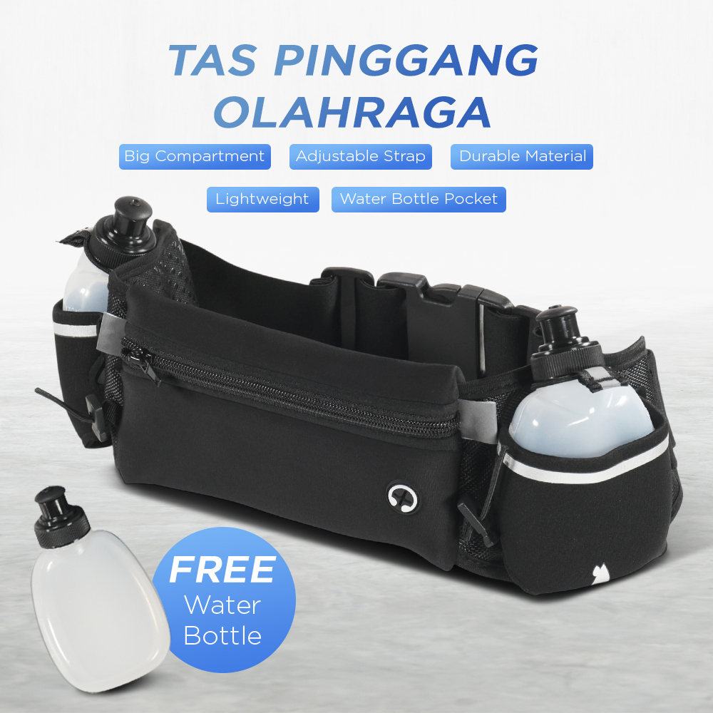 Babundo Tas Pinggang Olahraga Lari dengan 2 Botol Running Waist Bag - RUN051A