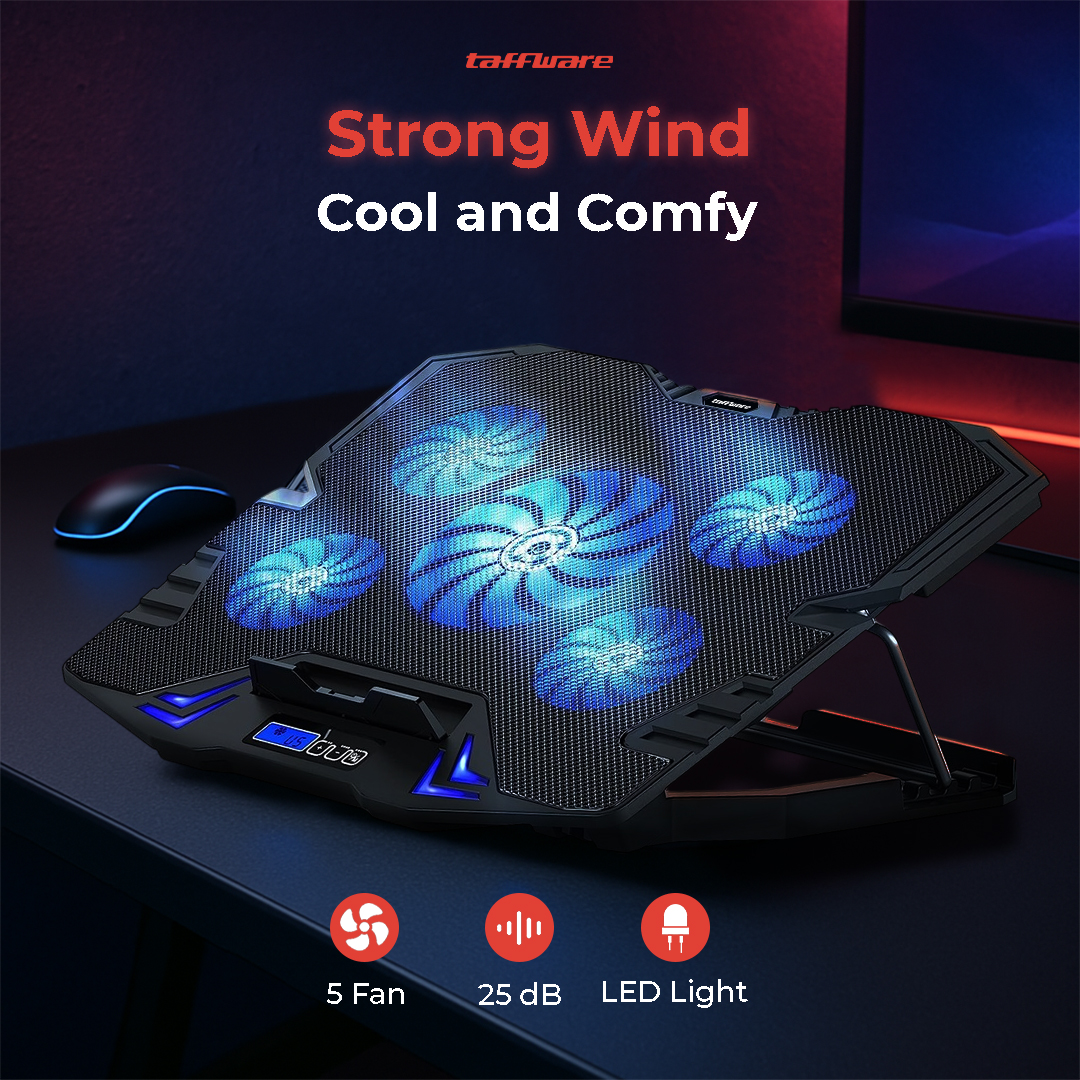 Taffware FAN Cooling Pad Laptop Gaming Kipas Pendingin 5 Fan 17 Inch - K5