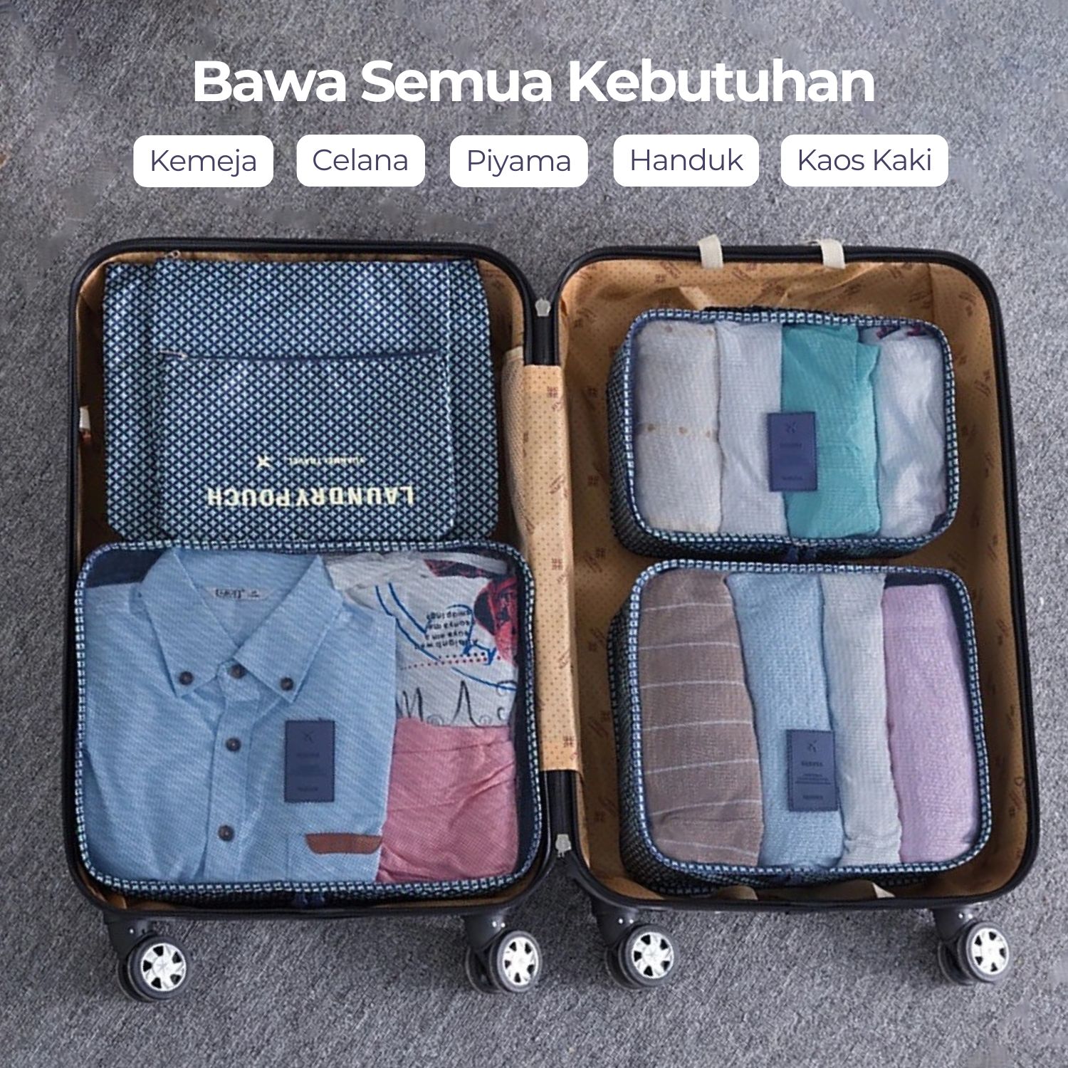 MELTSET Tas Travel Bag Laundry Organizer Packing Cubes 6 PCS - MT6