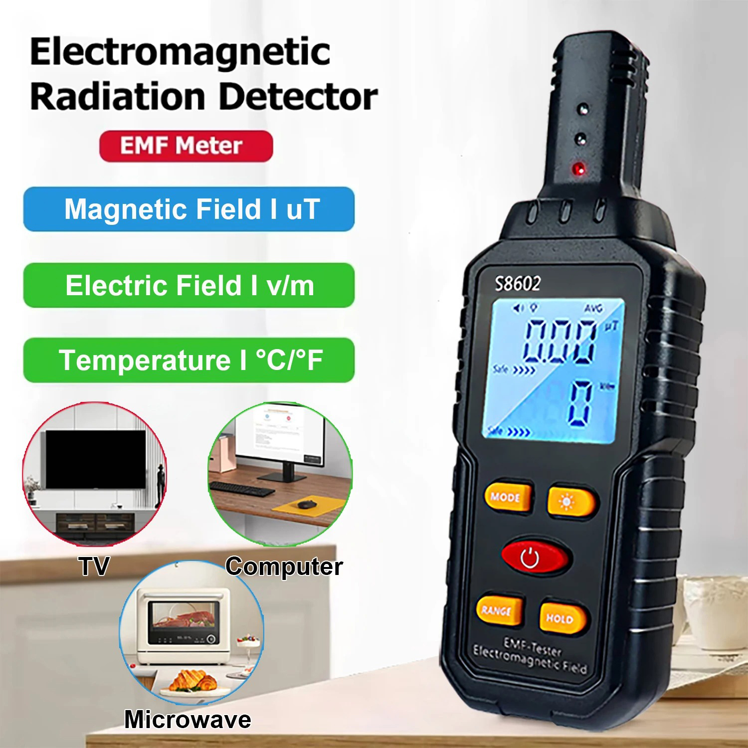 OPIYUM Alat Deteksi Radiasi Elektromagnetik 3in1 EMF Detector Portable - S8602