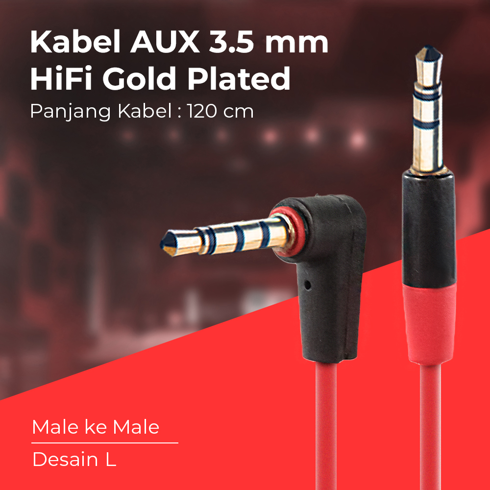 Rovtop Kabel AUX 3.5mm HiFi Jack Gold Plated 120cm - S-IP4G