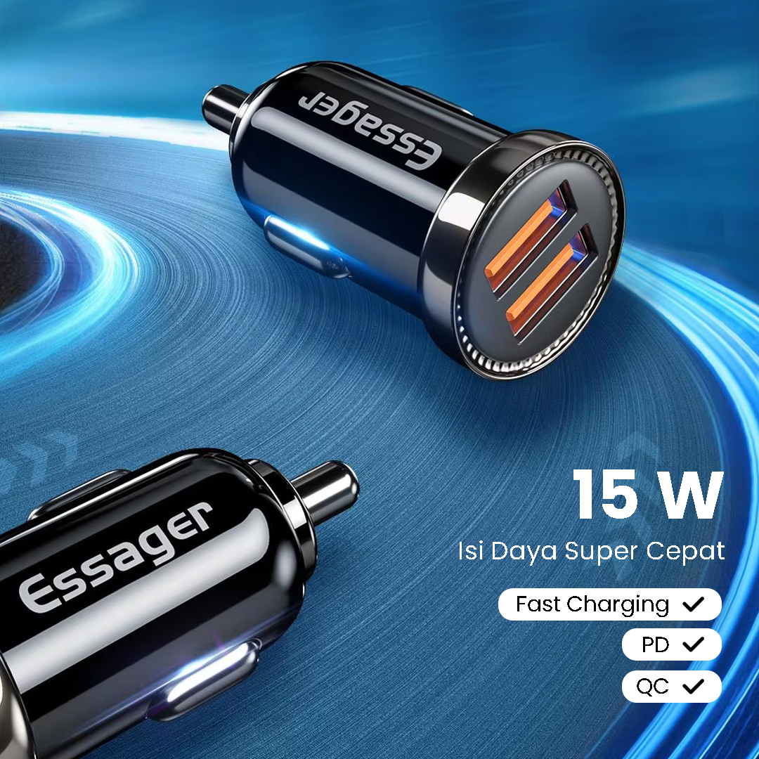 ESSAGER Car Charger Mobil Fast Charging QC 3.0 Dual USB Port 2A 18W - ECC2Q-WL0A