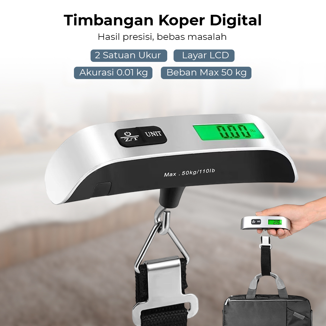 KBT Timbangan Koper Tas Digital Luggage Scale 50kg 0.01kg - QCS-13